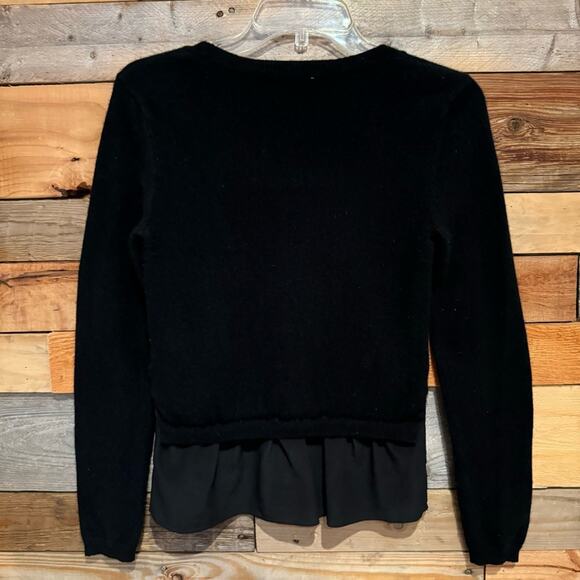 Ash Studio Paris Cashmere And Silk Skirted Crew Neck Sweater Black Sz S Minimal - Picture 6 of 11